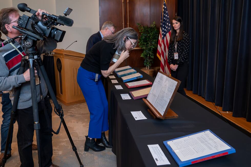 Reporters preview a selection of papers of the late Supreme Court Justice John Paul Stevens...