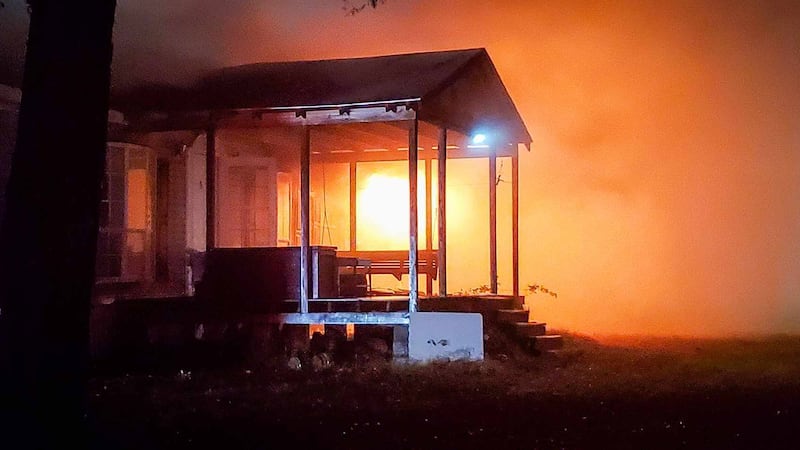 A lightning strike sparked a fire that destroyed the roof of a home in Angelina County Saturday.