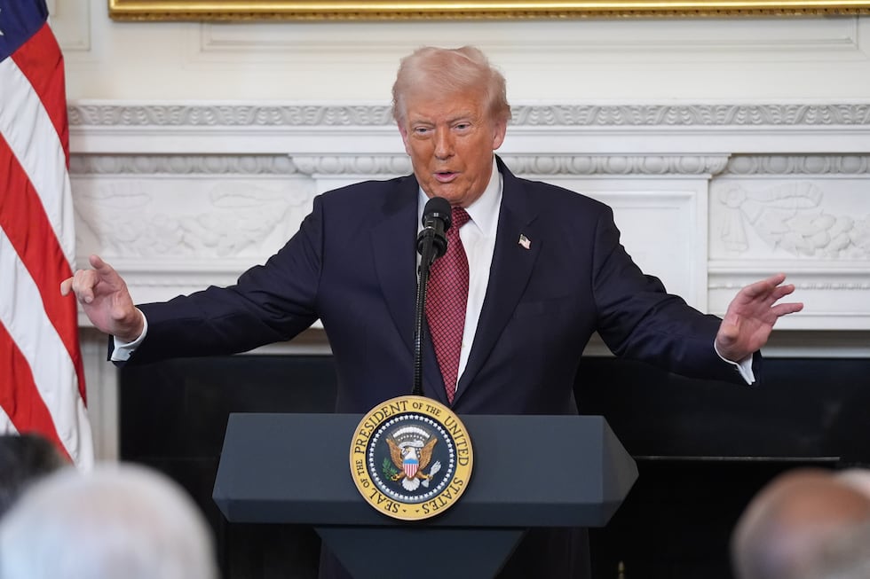 FILE -- President Donald Trump speaks during a breakfast with Senate and House Republicans on...