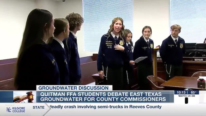 Quitman FFA students debate groundwater issues before Wood County commissioners