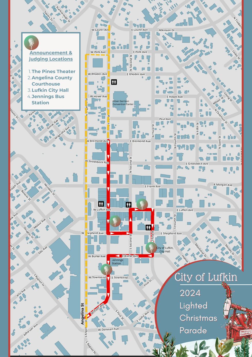 Lufkin Christmas parade Road Closures