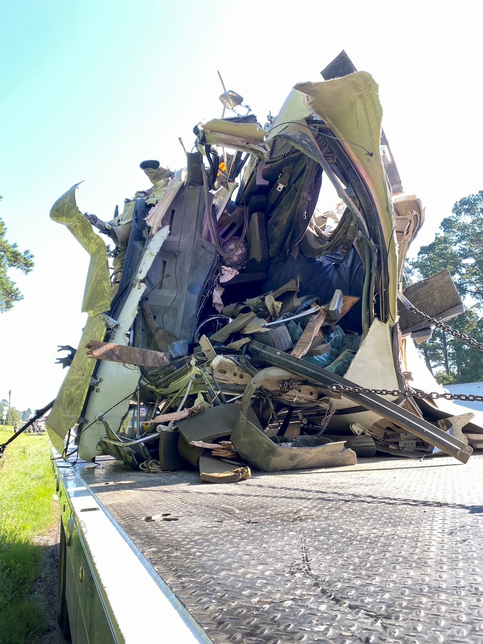 'Mangled' cab of 18-wheeler in U.S. 59 crash