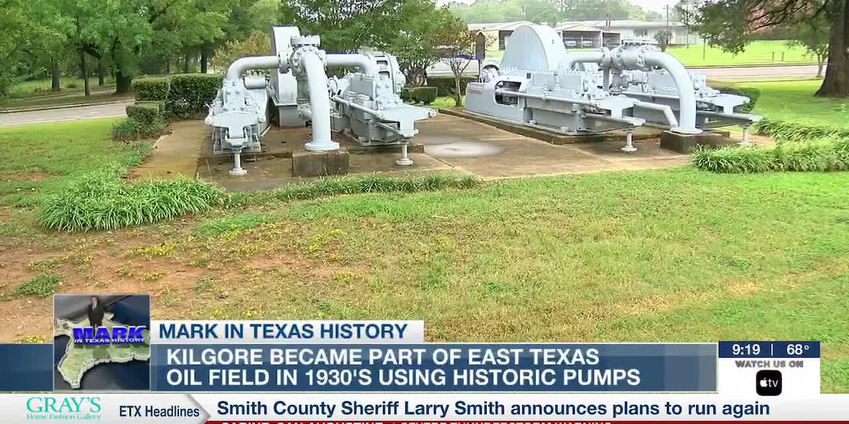 Mark in Texas History: Historic oil pumps mark Kilgore's boom era