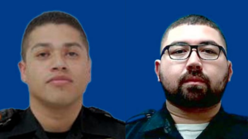Former officers Antonio Felix (left) and Luis Vasquez Jr. have been arrested for an alleged...