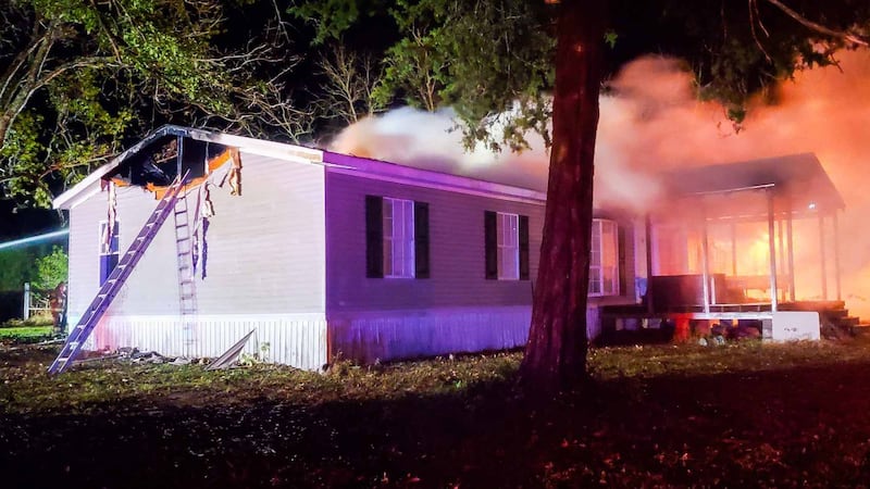 A lightning strike sparked a fire that destroyed the roof of a home in Angelina County Saturday.