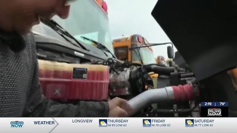 Nineteen new school buses purchased through $3 million in voter-approved bonds are now rolling...
