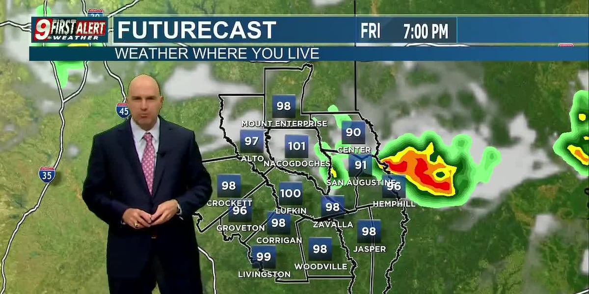 The summer sizzle continues with a slight chance of an isolated, strong thunderstorm late Friday afternoon