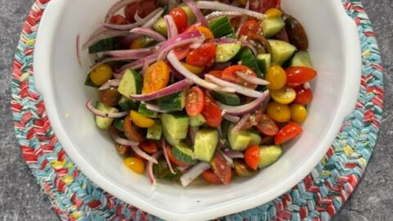 Rustic cucumber and tomato salad by Bear Creek Smokehouse CEO Robbie Shoults