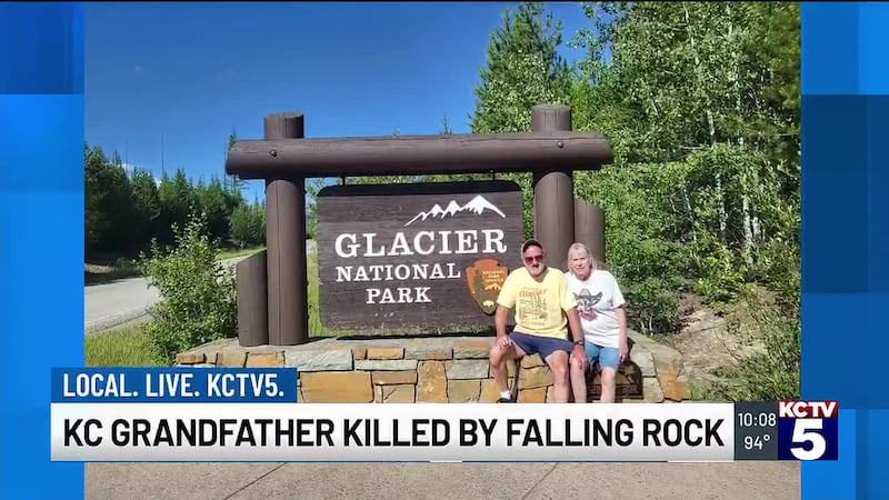 A Kansas City grandfather was killed after a freak accident at Glacier National Park.