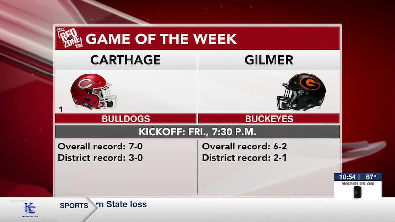 Gilmer, Carthage face off in Red Zone Game of the Week